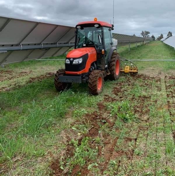 Fontenoy ag & earth sowing pasture between solar panels